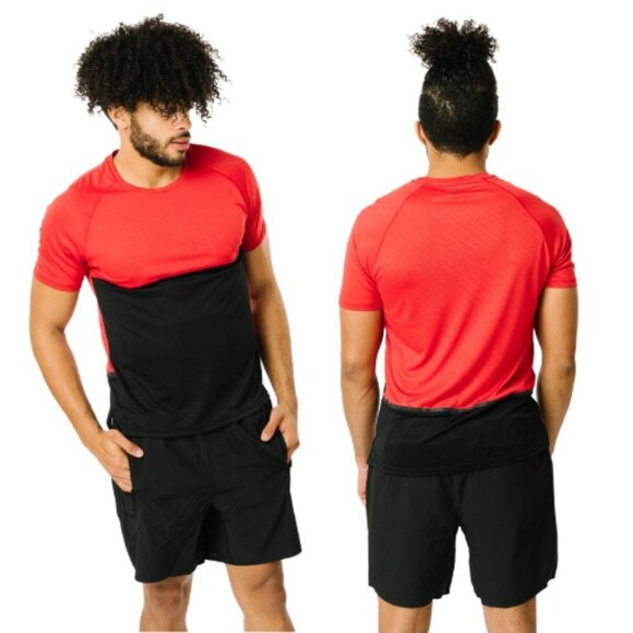 Zyia Active T Shirt Mens Large Red Performance Short Sleeve Adventure Split T - Picture 2 of 12